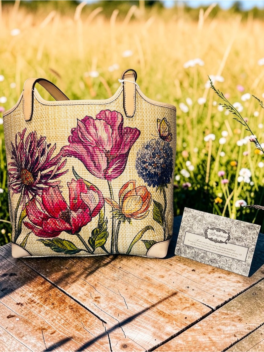 NWT Brighton Enchanted Garden "Naya" Floral Hand Woven Fabric Tote Handbag - Picture 12 of 15